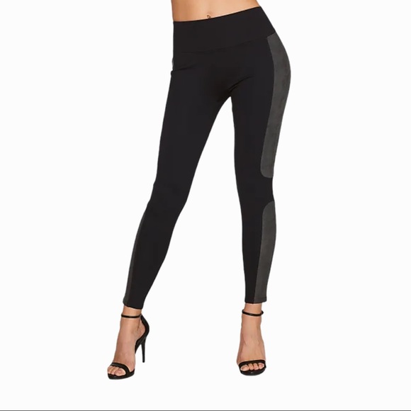 Spanx Faux Leather Moto Panel Leggings - Picture 2 of 4